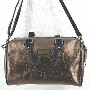 Gigi Hill Metallic Copper Floral Embossed Faux Leather Satchel Crossbody